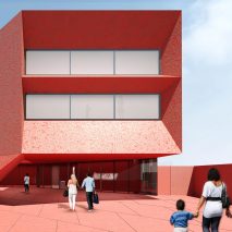 Construction starts on David Adjaye’s crimson concrete art museum in Texas