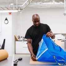 Virgil Abloh with an IKEA bag