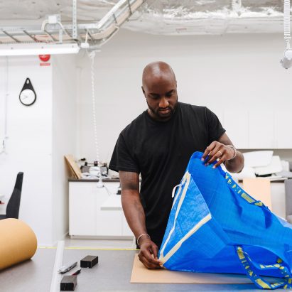Virgil Abloh with an IKEA bag