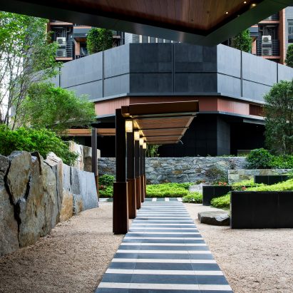 The Pavilia Hill Premium Condominium Landscape by Shunmyo Masuno. Platinum A' Design Award Winner for Landscape Planning and Garden Design Category