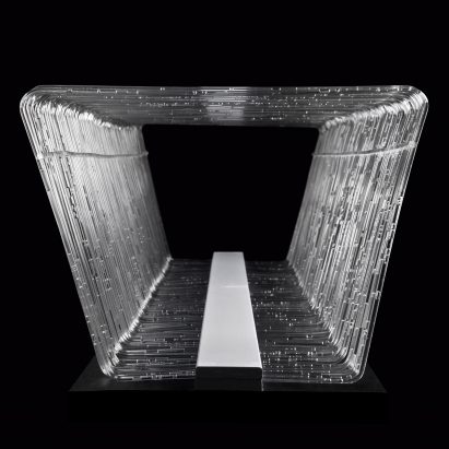 Rain collects and circulates around Jólan van der Wiel’s Tropic City bench