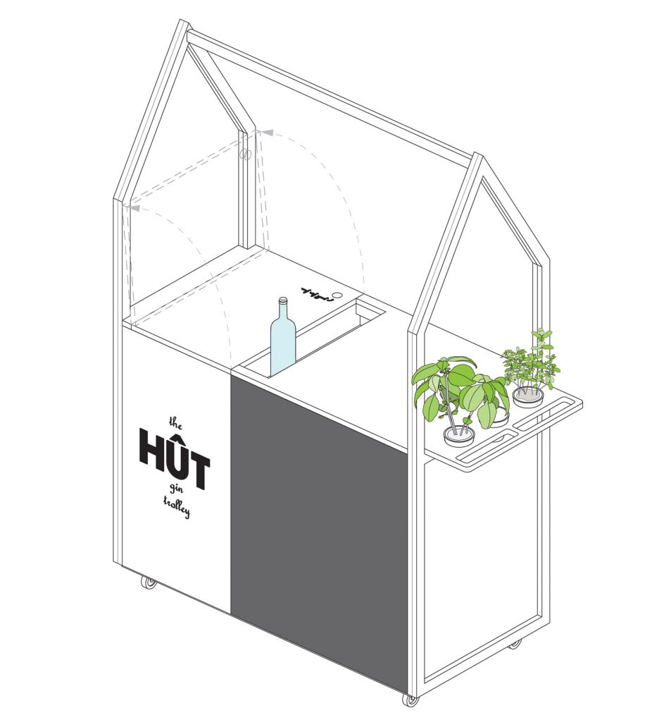 HÛT architects design and build mobile gin trolley as the new office accessory