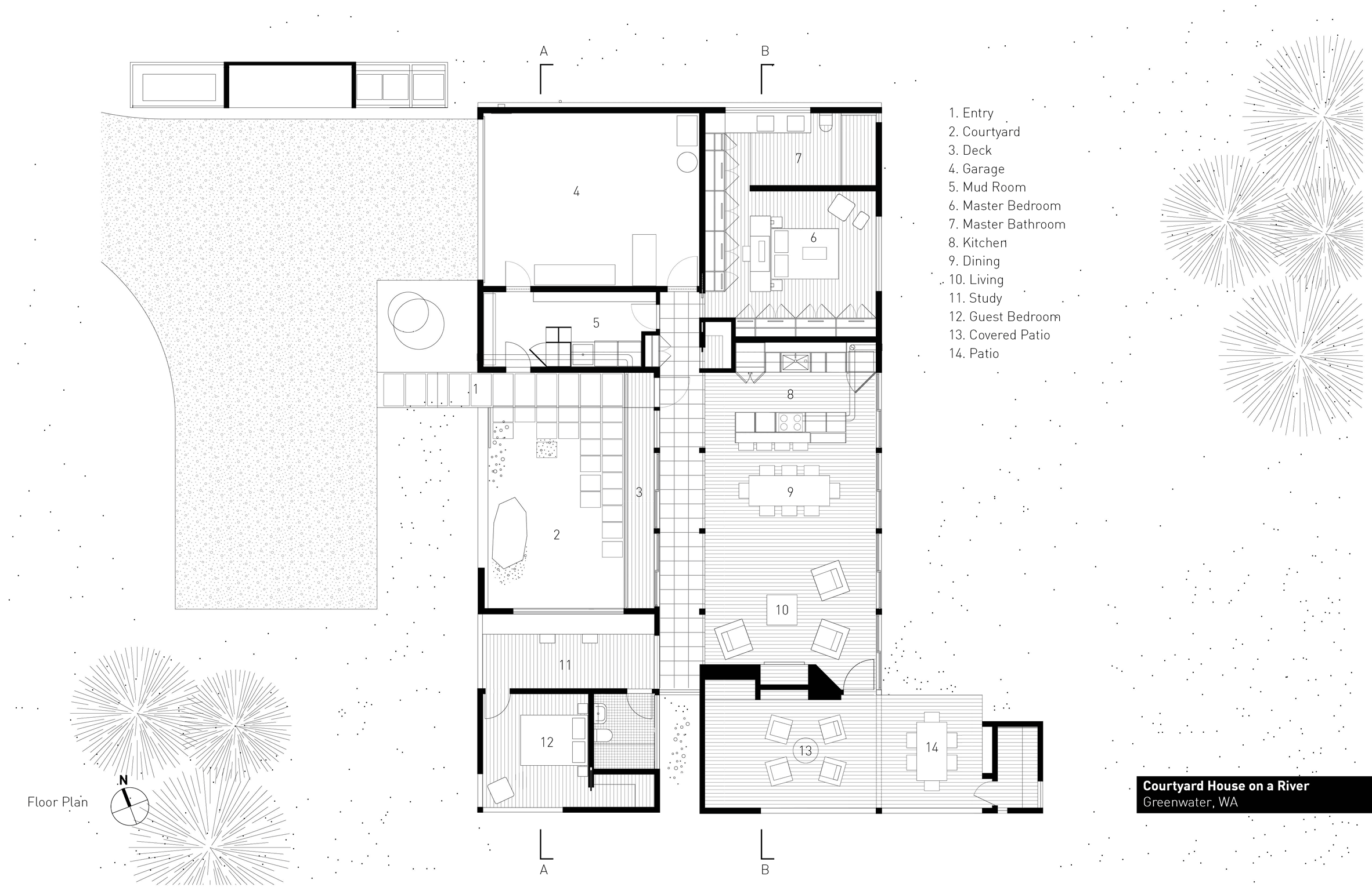Courtyard House on a River by Robert Hutchison Architecture