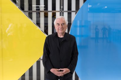 Daniel Buren installation at Tottenham Court Road tube station