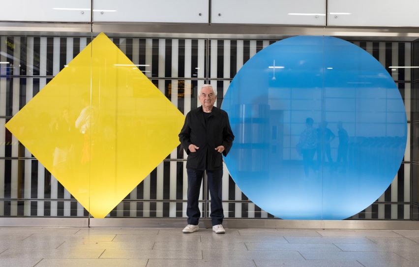 Daniel Buren installation at Tottenham Court Road tube station