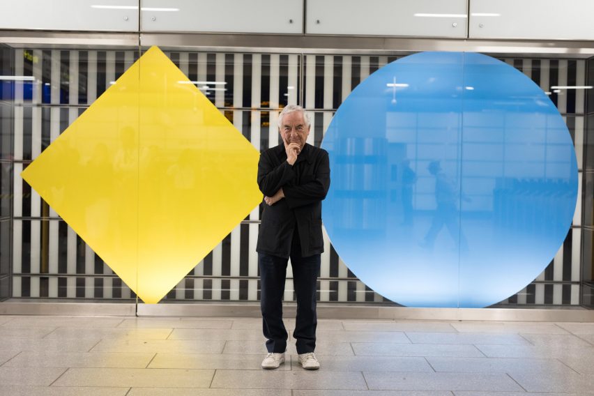 Daniel Buren installation at Tottenham Court Road tube station