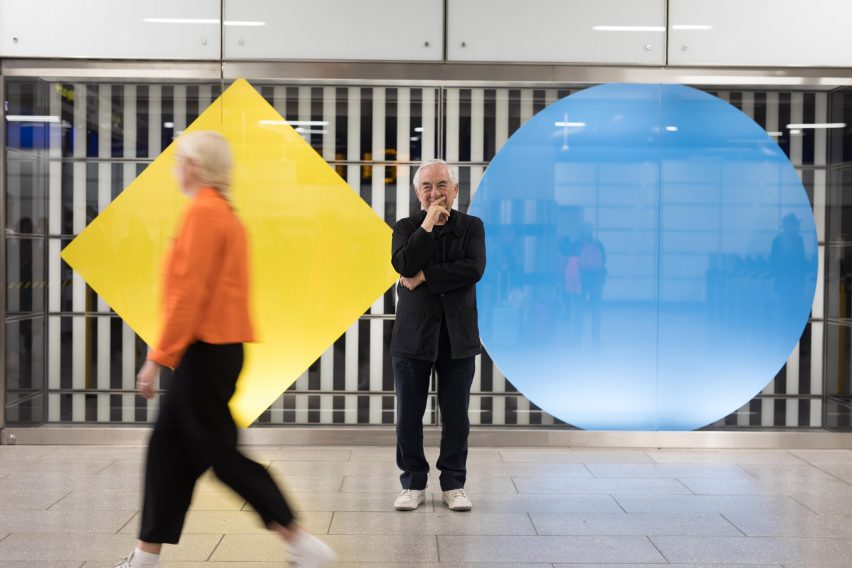 Daniel Buren installation at Tottenham Court Road tube station
