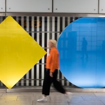 Daniel Buren installation at Tottenham Court Road tube station
