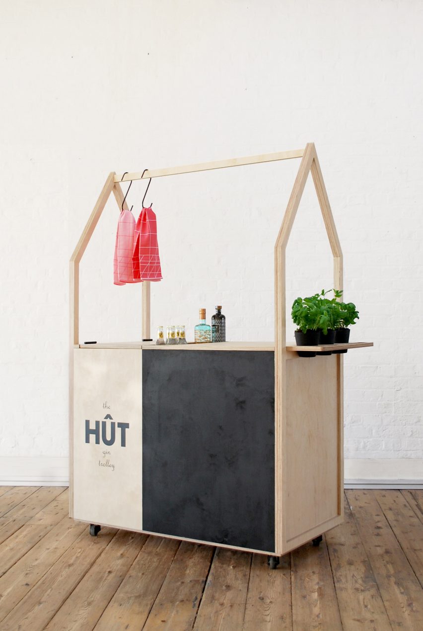 HÛT architects design and build mobile gin trolley as the new office accessory