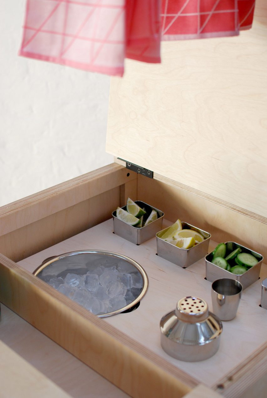HÛT architects design and build mobile gin trolley as the new office accessory
