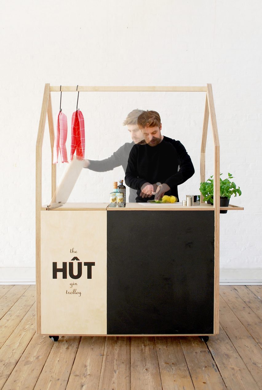 HÛT architects design and build mobile gin trolley as the new office accessory