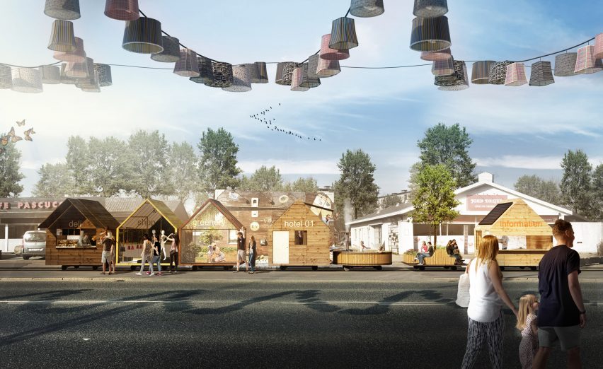 Jesper Hallstrøm Eriksen pop-up train carriages, Denmark, by AART