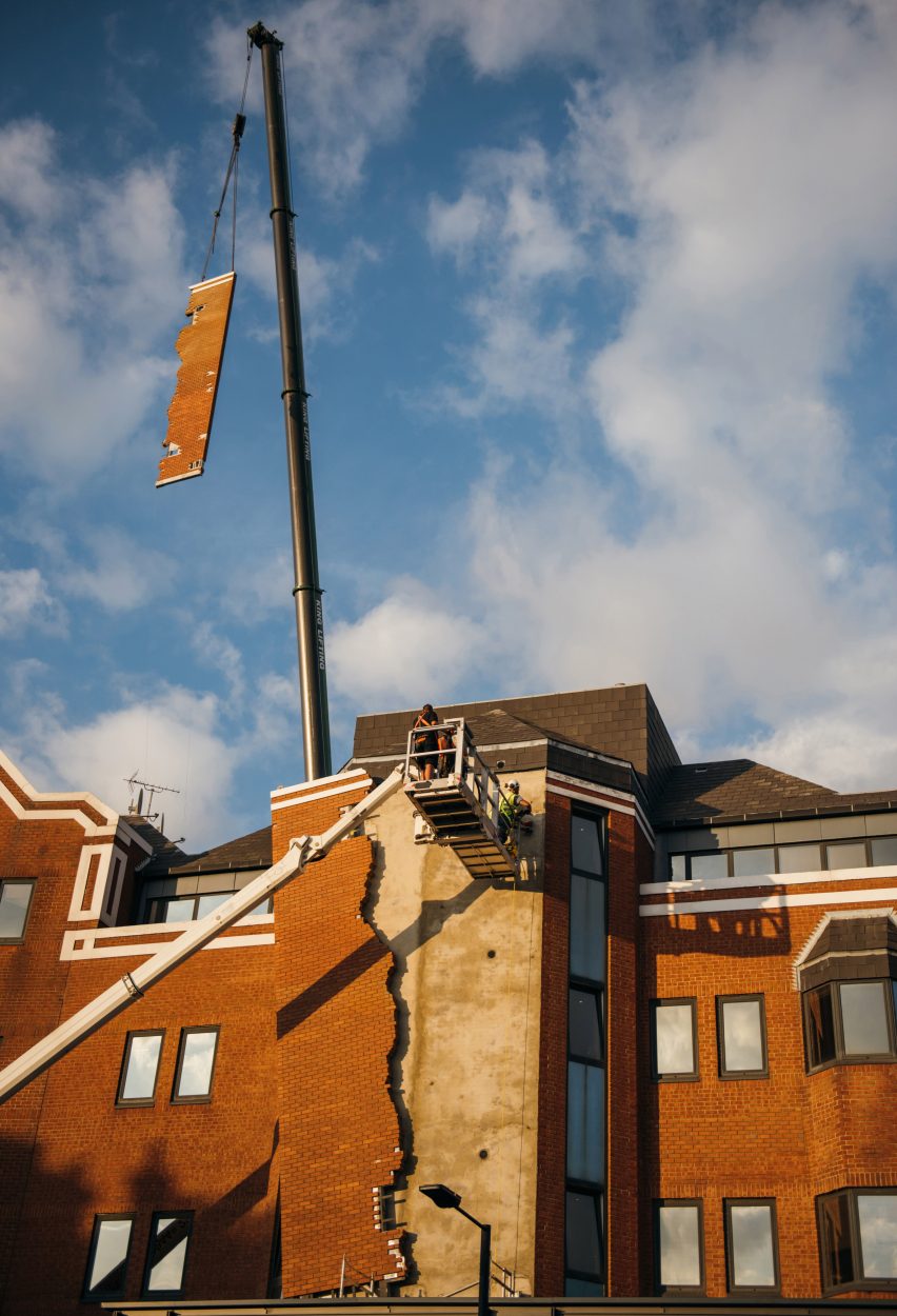 Six Pins and Half a Dozen Needles by Alex Chinneck