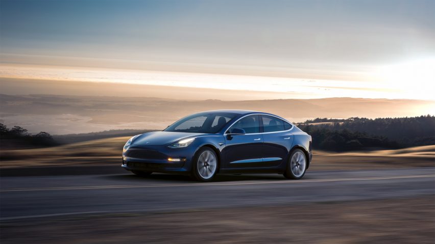 Electric car company Tesla unveils Model 3