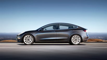 Electric car company Tesla unveils Model 3