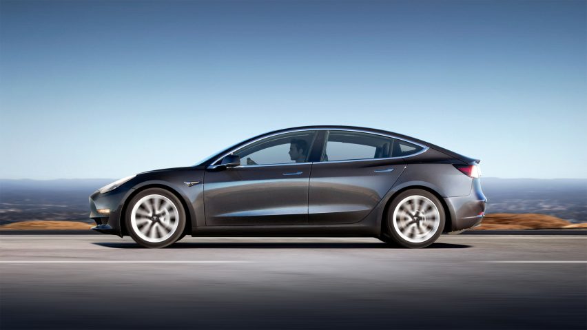 Electric car company Tesla unveils Model 3