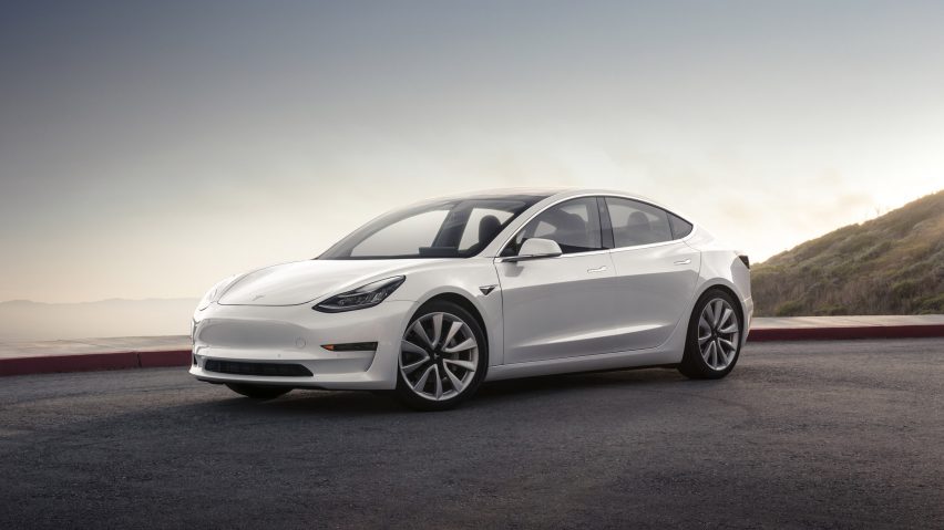 Electric car company Tesla unveils Model 3