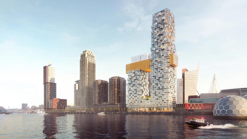 MVRDV designs new Rotterdam skyscraper featuring pixelated walls