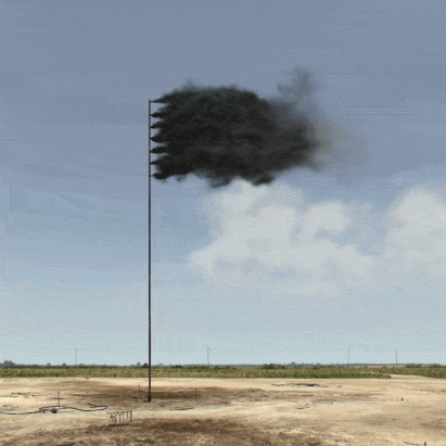 John Gerrard creates simulated flag of black smoke as a symbol of climate change