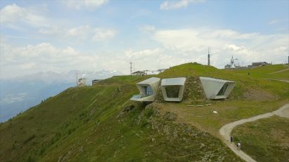 Drone footage captures Zaha Hadid's mountaintop museum in South Tyrol