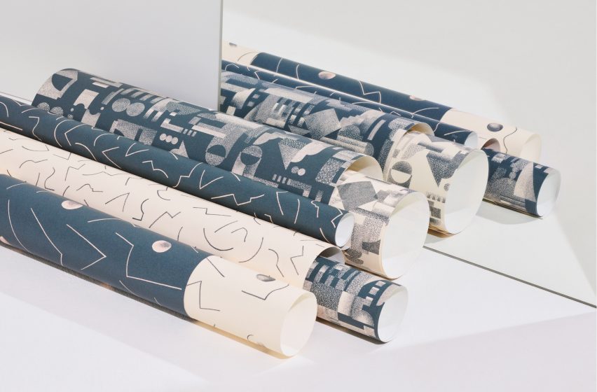 Petite Friture's Abstraction collection includes lighting and wallpaper