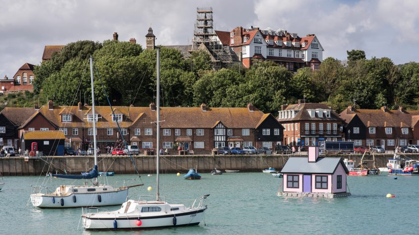 Richard Woods installs cartoon bungalows around Folkestone as a comment on the housing crisis