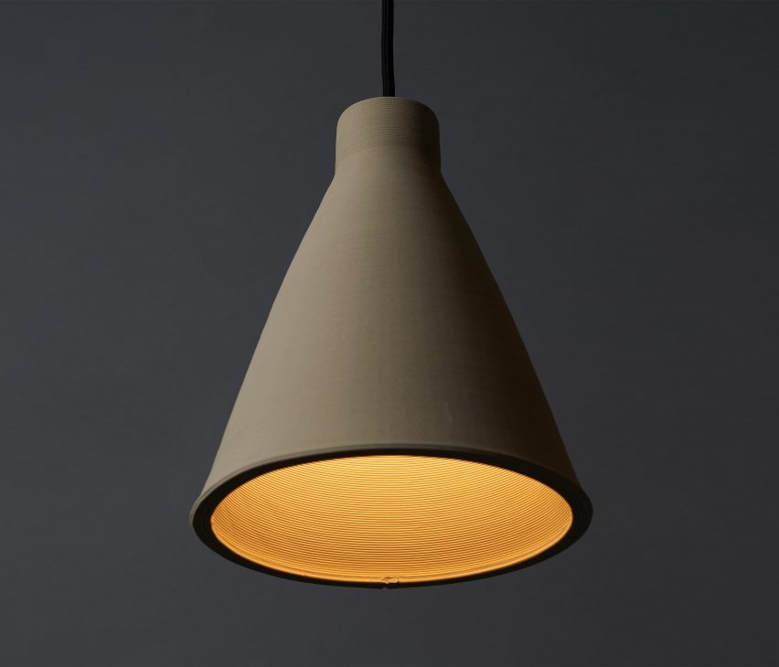 Australian designer Tom Fereday and artist Susan Chen make lamps using a ceramic printer