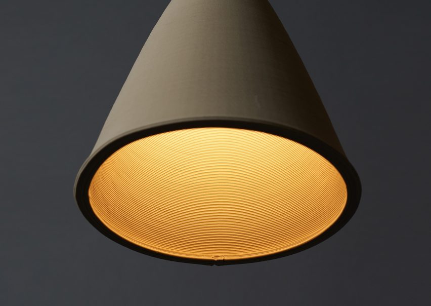 Australian designer Tom Fereday and artist Susan Chen make lamps using a ceramic printer