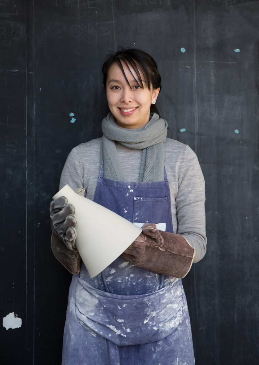 Australian designer Tom Fereday and artist Susan Chen make lamps using a ceramic printer