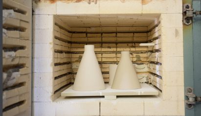 Australian designer Tom Fereday and artist Susan Chen make lamps using a ceramic printer