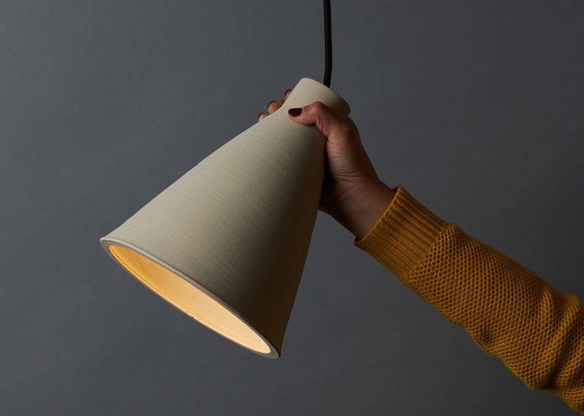 Australian designer Tom Fereday and artist Susan Chen make lamps using a ceramic printer
