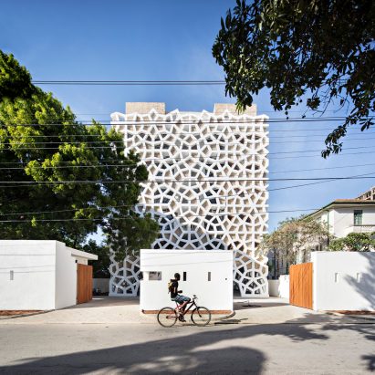 White latticed screens encase apartment block in Kenya by Urko Sanchez Architects