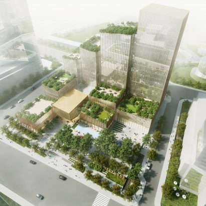 Henning Larsen’s Etobicoke Civic Centre shelters public square from cold winds