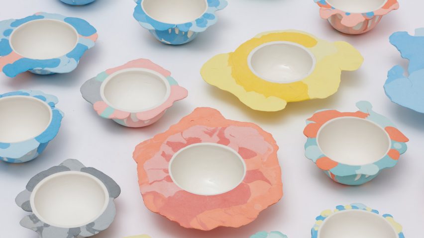 Alissa Volchkova designs porcelain bowls to look like paint blobs