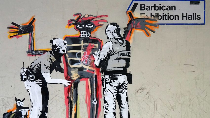 Banksy artworks appear on Barbican walls ahead of Jean-Michel Basquiat exhibition