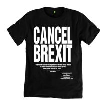 Katharine Hamnett designs T-shirts urging the UK to “Cancel Brexit”