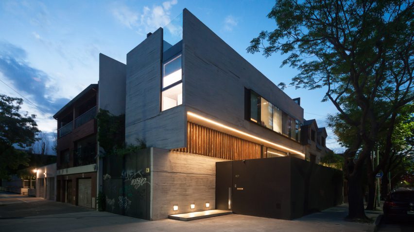 Architecture firm Dieguez Fridman designs concrete Corner House in Buenos Aires