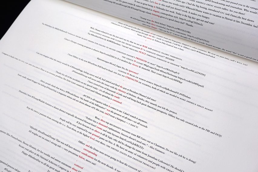 Graphic designer Emma King rewrites George Orwell's 1984 using Donald Trump tweets.