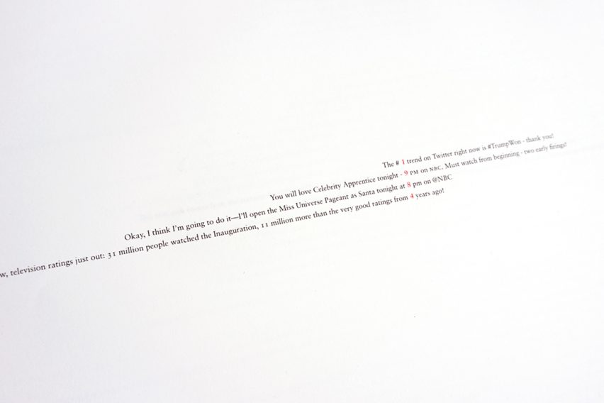 Graphic designer Emma King rewrites George Orwell's 1984 using Donald Trump tweets.