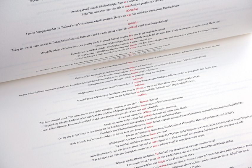 Graphic designer Emma King rewrites George Orwell's 1984 using Donald Trump tweets.
