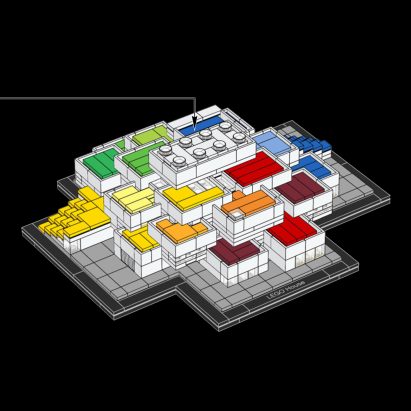 This week, Lego’s BIG-designed visitor centre was captured by drone and released as a model kit