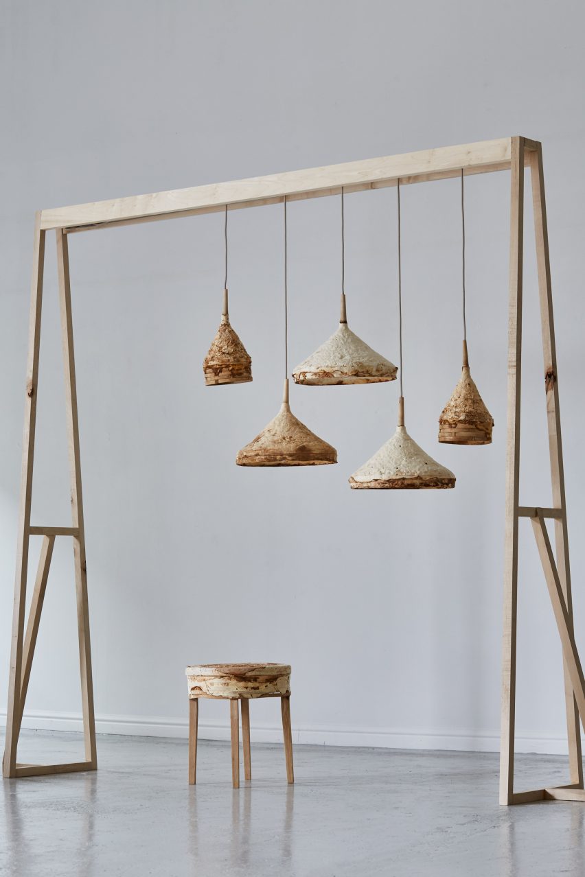 Mushroom mycelium used to create suede-like furniture by Sebastian Cox and Ninela Ivanova