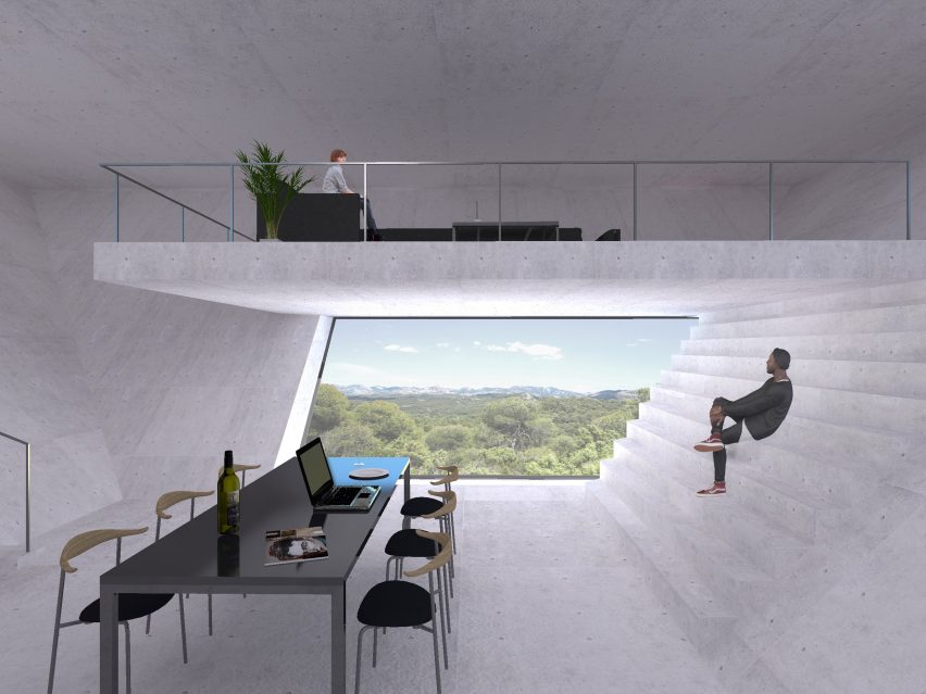 Takei-Nabeshima-Architects has released new renderings of its concrete holiday home designed for French developer Christian Bourdais' Solo Houses series.