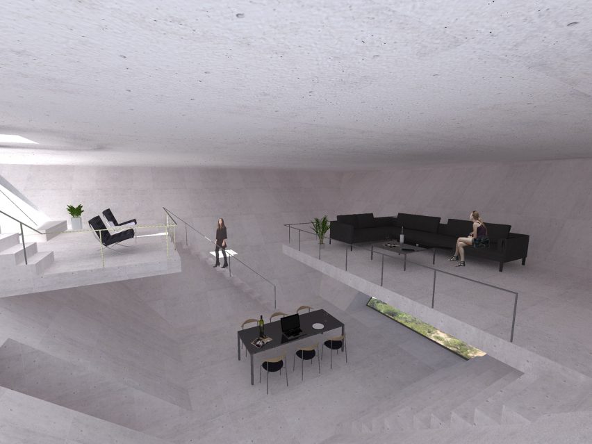 Takei-Nabeshima-Architects has released new renderings of its concrete holiday home designed for French developer Christian Bourdais' Solo Houses series.