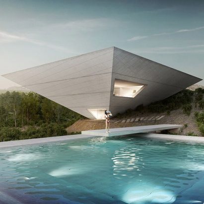 Takei-Nabeshima-Architects has released new renderings of its concrete holiday home designed for French developer Christian Bourdais' Solo Houses series.