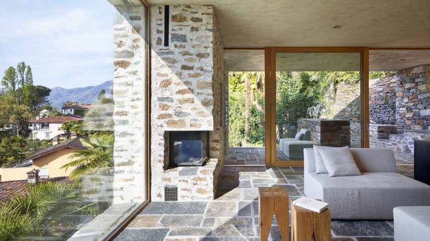 Wespi de Meuron Romeo Architetti uses local stone and plaster for lakeside house in Switzerland