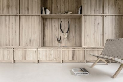 The apartment designed by interior architect Arjaan De Feyter is located within one of four new-build blocks called The Cube, which were developed by Brussels-based architecture firm Bogdan & Van Broeck.