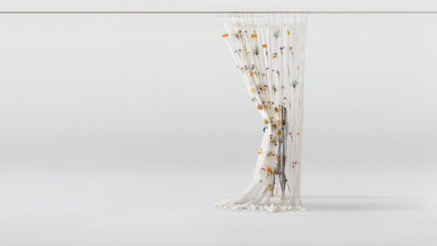 Draped Flowers Curtain by Umé Studio