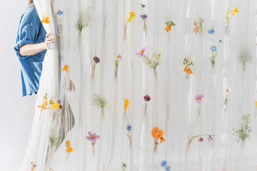 Draped Flowers Curtain by Umé Studio