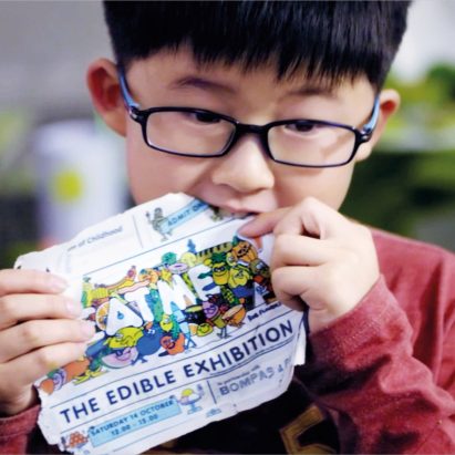 Rob Flowers designs entirely edible posters and tickets for children’s exhibition